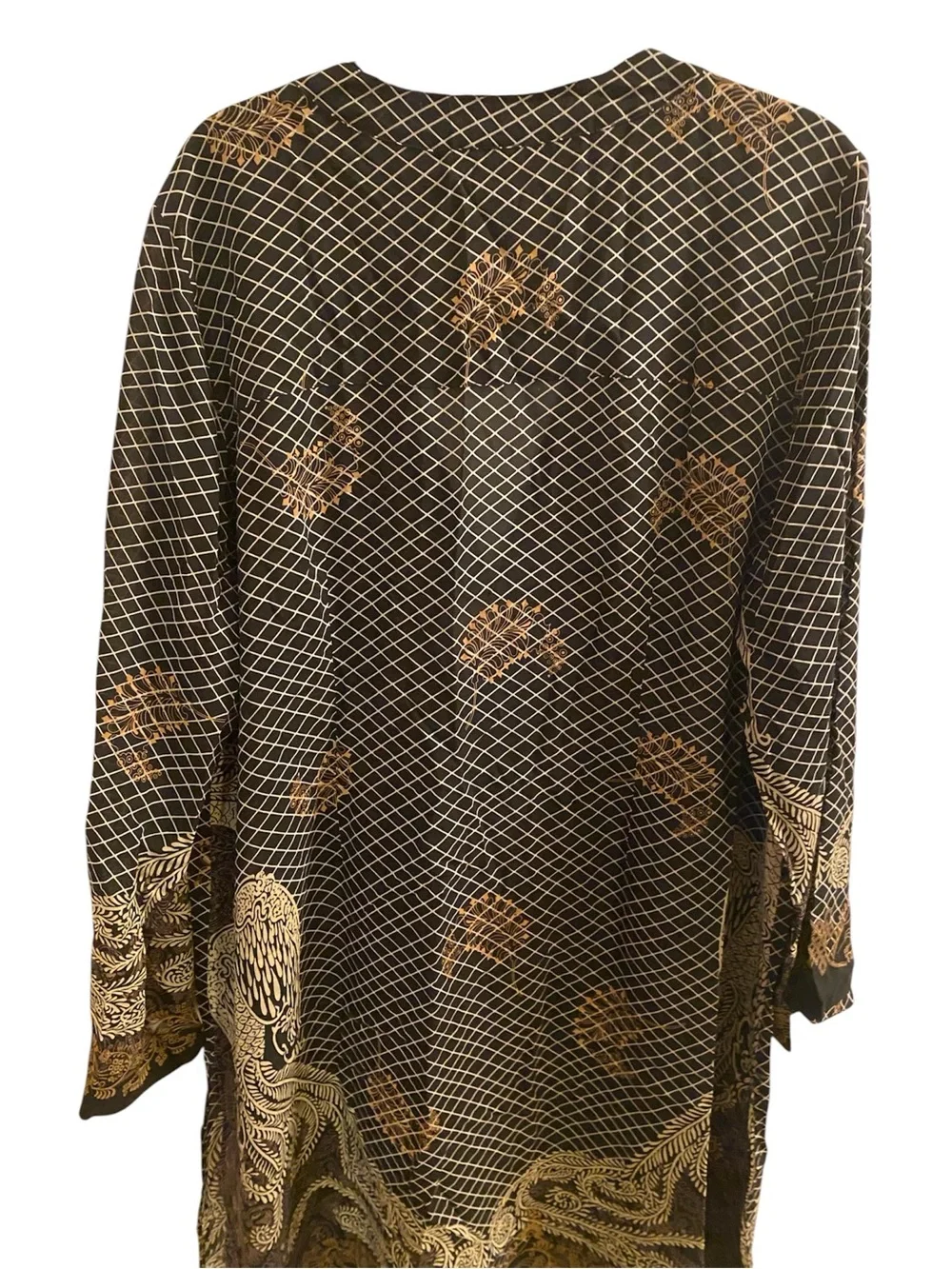 Citron~Santa Monica Beaded Peacock 
Silk Kimono Duster 
Semi-Sheer
Size 1X
NWOT - Picture 3 of 14